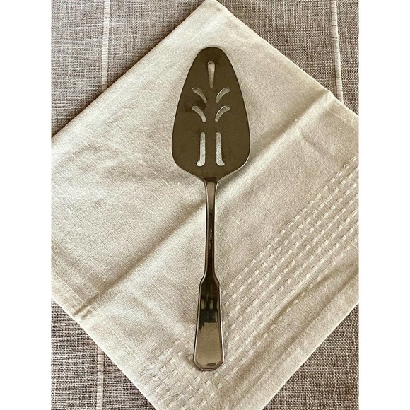 Stainless Pie Server Flatware Vintage Glossy Korea Pierced - Picture 4 of 6